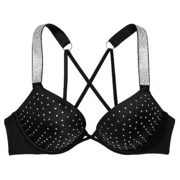 New! Victoria’s Secret Black Push Up Shine Strap Swim Bikini Bottom 4553 - Picture 1 of 9